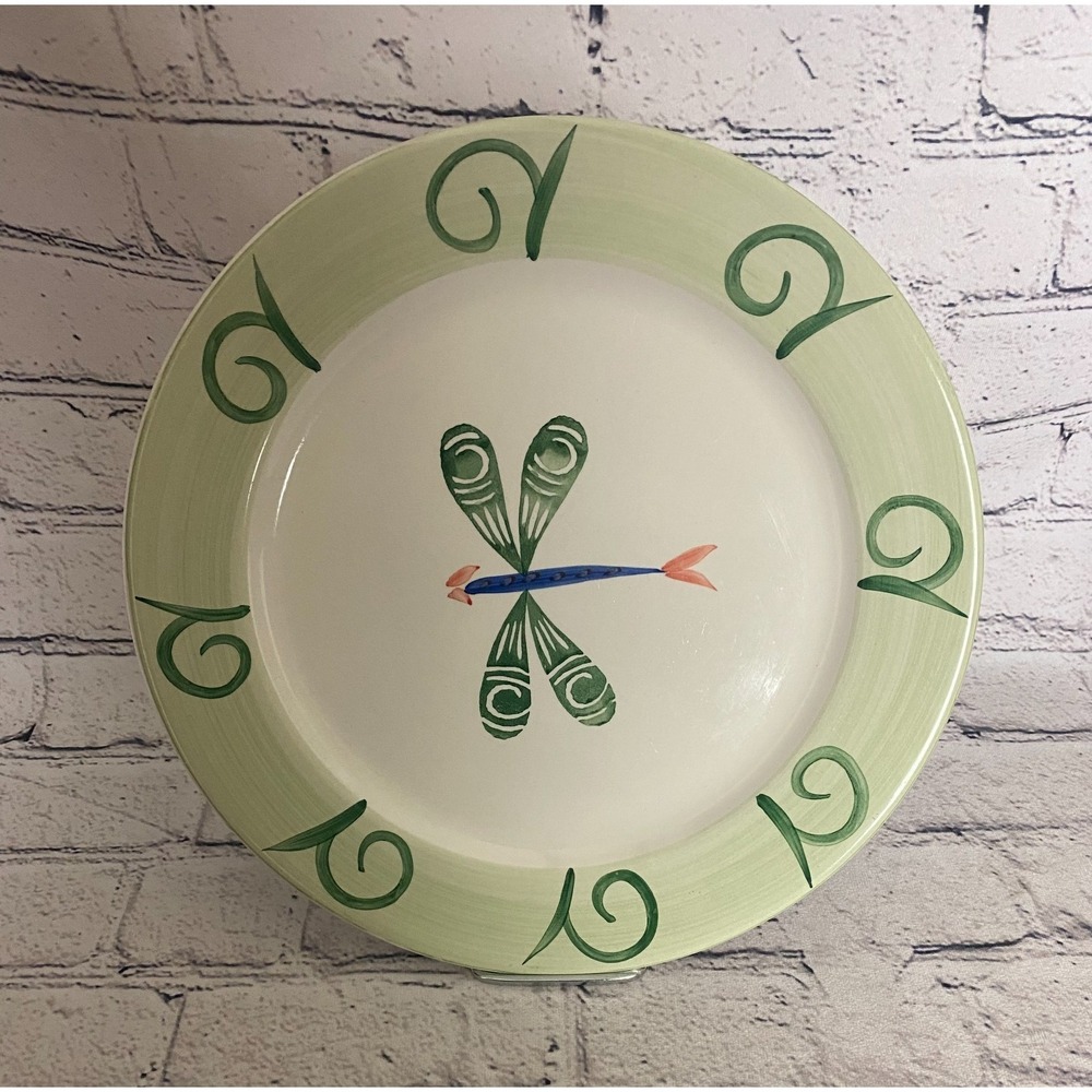 Vintage Retroneu Everyday Green Dragonfly 4250 Hand Painted 11" Dinner Plate